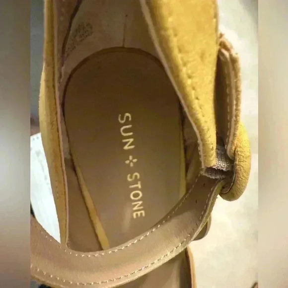 Sun + Stone Reeta Yellow Platform shoes adjustable ankle straps NIB Size 9M - Picture 6 of 10